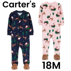 (2) Carter's Cozy One-Piece Christmas Pajamas